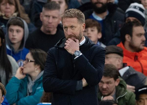 Former Chelsea manager Graham Potter during the Premier League match between Chelsea FC and Aston Villa at Stamford Bridge on April 01, 2023 in London, England