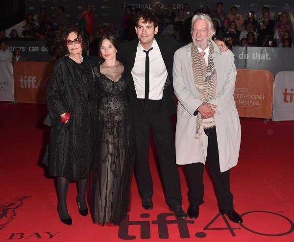 Francine Racette, Celina Sinden, Rossif Sutherland and Donald Sutherland attend the "Hyena Road" premiere during the 2015 Toronto International Film Festival at Roy Thomson Hall on September 14, 2015. 