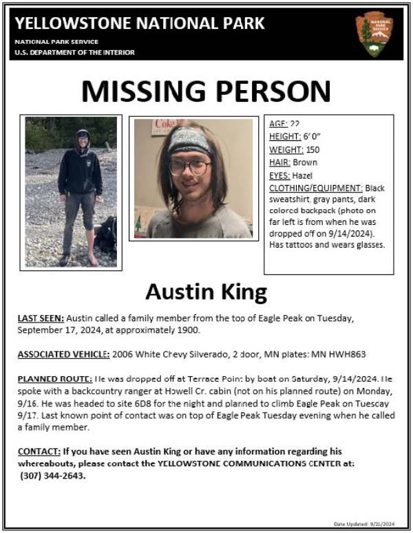 Austin King missing person poster.