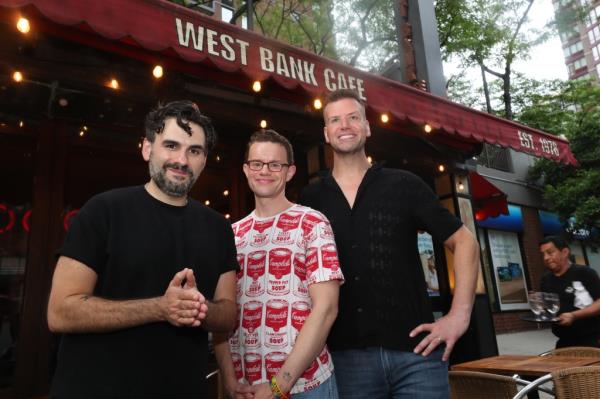 Joe Iconis, Michael D’Angora, Tom D’Angora outside the cafe